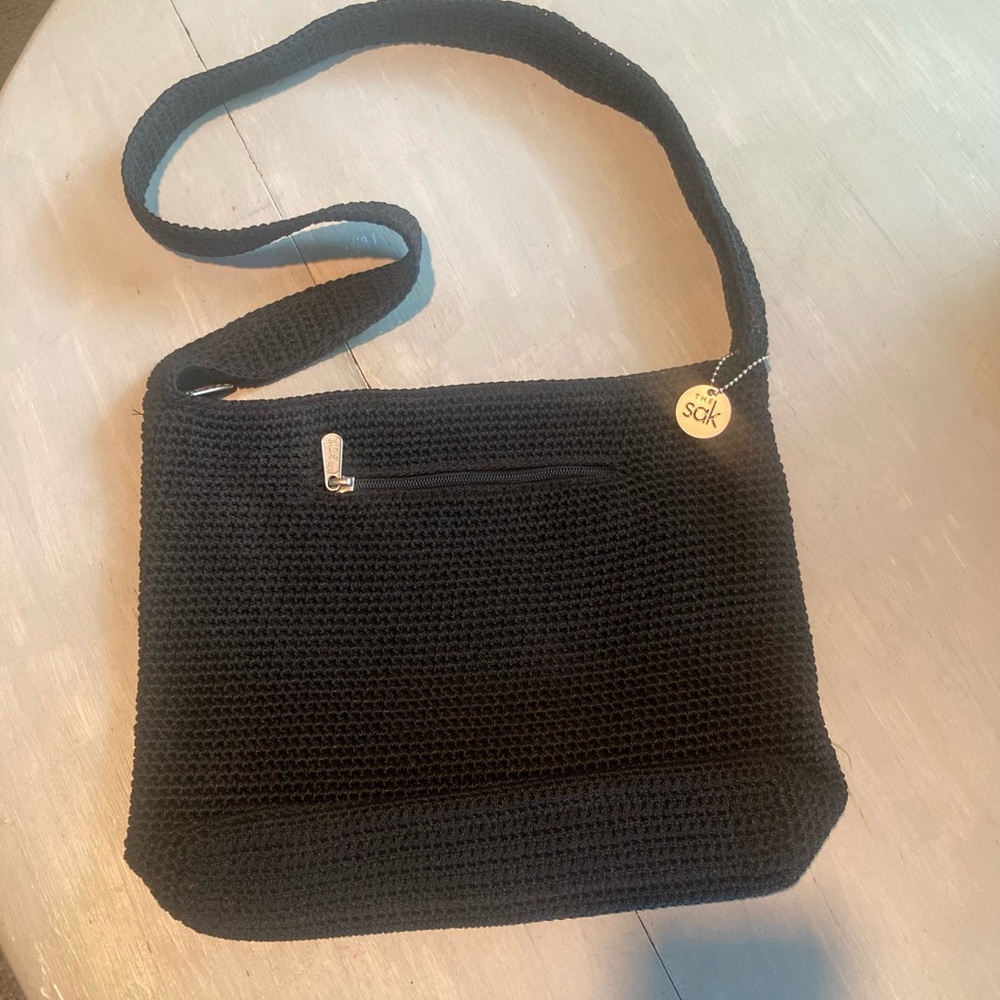 The Sak Black Crossbody Bag with Textured Design
